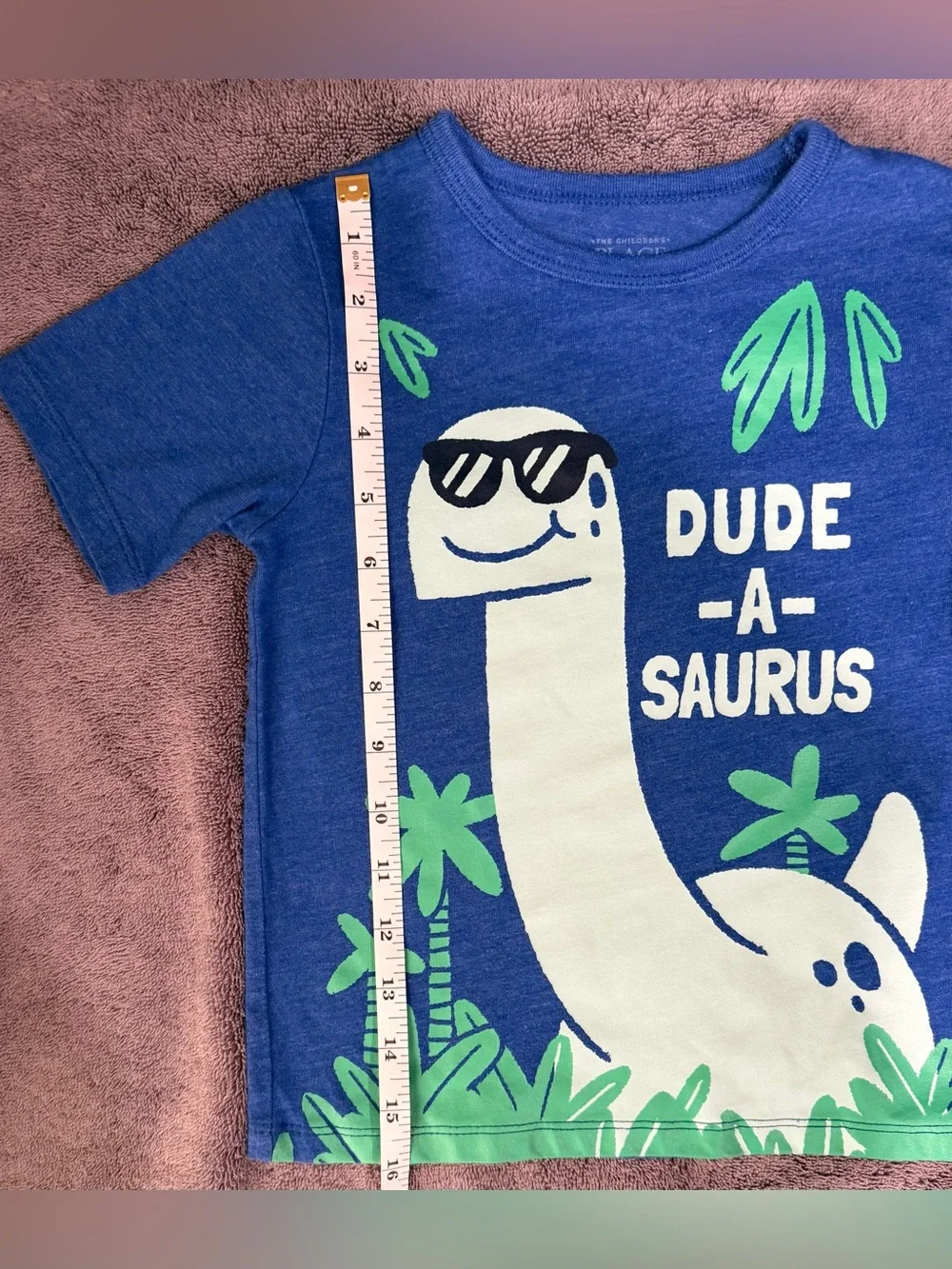 The Children's Place Blue Tee with Green Dino Graphic